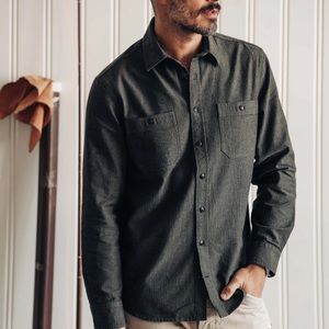 Taylor Stitch The Utility Shirt in Olive Broken Herringbone